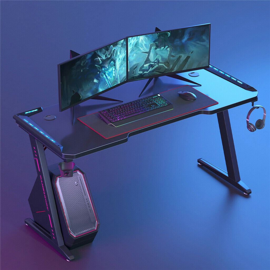 Gaming Desk PC Computer Gamer Desk Ergonomic Workstation with RGB LED