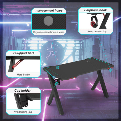 Gaming Desk PC Computer Gamer Desk Ergonomic Workstation with RGB LED