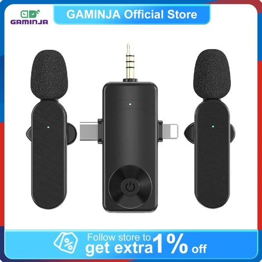 GAMINJA 3 In 1 Wireless Lavalier Microphone Plug And Play Intelligent